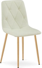 Beżowe pikowane krzesło tapicerowane na metalowych nogach K4-L23