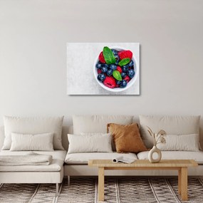 Obraz na szkle- miska z leśnymi owocami (70x50 cm)
