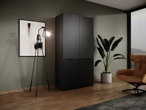 Szafa dwudrzwiowa Dickson 100 cm z ryflowanym frontem półkami i drążkiem na ubrania