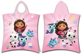 Różowe bawełniane ponczo dziecięce w rozmiarze 3-8 lat Gabby´s Dollhouse – Jerry Fabrics