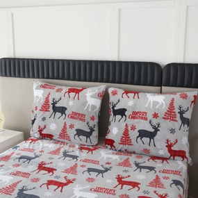PrzytulneMieszkanie.pl PrzytulneMieszkanie.pl Pościel z mikropluszu MERRY CHRISTMAS DEER szara Rozmiar pościeli: 70 x 90 cm | 140 x 200 cm