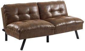 Kanapa rozkładana 3-osobowa z brązowej postarzanej mikrofibry - PEGULA II