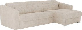 Kanapa narożna rozkładana typu express z teksturowanej beżowej tkaniny - Powierzchnia spania 160 cm - Materac 18 cm - DARIELO