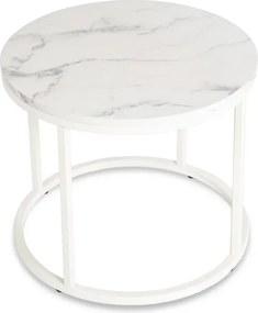 Stolik Kawowy AGNES 53 cm Biały Marmur Glamour