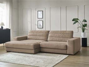 Szarobrązowy aksamitny narożnik (lewostronny/z szezlongiem) Sierra – Bobochic Paris