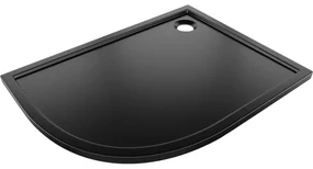 Mexen Flow brodzik półokrągły asymetryczny slim prawy 90 x 80 cm, czarny mat - 46Q708090R