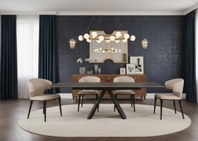 Stylowe krzesło do jadalni Serene, miękka beżowa tkanina, wygoda, solidne wykonanie, idealne do wnętrz z charakterem.