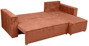 Rozkładana narożna sofa SMART COSARO terakotowa, dwustronna + 2 poduszki GRATIS