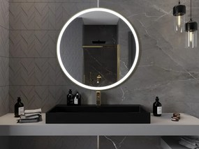 Mexen Esso lustro łazienkowe podświetlane, okragłe 100 cm, LED 6000K, antypara, rama złota - 9825-100-100-611-50