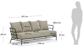 Beżowa sofa ogrodowa z metalową konstrukcją Kave Home Mareluz