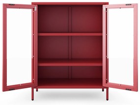 Witryna przeszklona niska czerwona: Modern GINA, 800 x 1015 x 400 mm