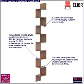 Narożna półka na książki w kolorze orzech - Flora 6X
