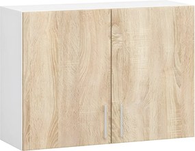 Szafka kuchenna AKORD W80 system LIMA Biała 80 cm 2 drzwi kolor Dąb Sonoma mat 2 półki 80x30,5x58 cm