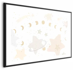 Plakat Księżyc i gwiazdy 90x60 cm z ramą czarną z marginesem ARTGEIST B