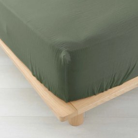 Prześcieradło muślinowe z gumką w kolorze khaki 140x190 cm Angelia – douceur d'intérieur