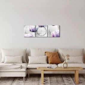 Obraz z kwiatami (z zegarem) (90x30 cm)