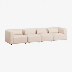 Sofa Modułowy 4-częściowy Fogler Tkanina Baranek Boucle Kremowy Beż - Sklum