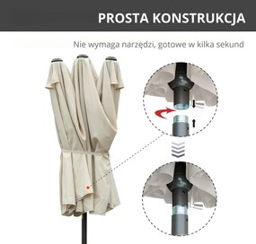 Outsunny podwójny parasol z podstawą, kremowy, 4,6 x 2,7 cm