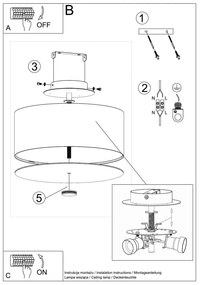 Czarna lampa sufitowa z tekstylnym kloszem ø 30 cm Herra – Nice Lamps