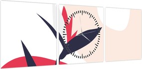 Obraz - Różowa abstrakcja kwiatowa N⁰1 (z zegarem) (90x30 cm)