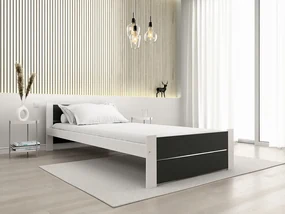 Łóżko IKAROS DOUBLE 90 x 200 cm, antracyt/biały Stelaż: Ze stelażem listwowym rolowanym, Materac: Bez materaca