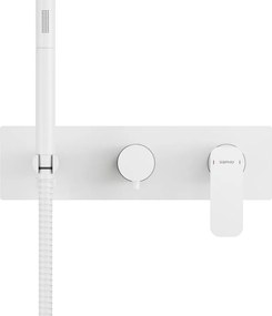 Biała bateria prysznicowa podtynkowa (2 otwory) Spy – Sapho