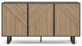 Czarno-naturalna komoda w dekorze dębu 151x80x40 cm Alana – Marckeric