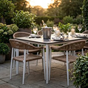 Krzesło Ogrodowe Białe 56x60x78 cm Plecione Brązowe Sznurki Nowoczesne