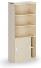 Kombinowana szafa biurowa ARRISTO LUX, drzwi przesuwne, 800 x 400 x 1836 mm, brzoza