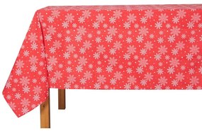Obrus świąteczny White Snowflakes on Red, 130 x 180 cm