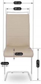 Krzesło Tapicerowane do Jadalni LOCA Beżowe Na Płozach Ekoskóra Nowoczesne