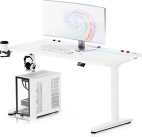 Elektryczne biurko dla graczy RGB Diablo X-Forge, 140x70 cm, białe