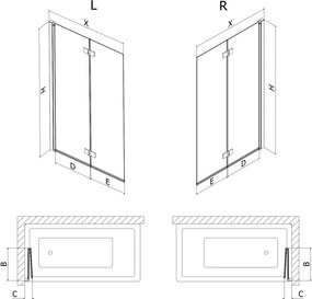 Mexen Mist parawan nawannowy 2-skrzydłowy prawy 90 x 150 cm, transparent, chrom - 8A9-090-002-01-00-P