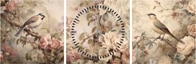 Obraz - Obraz ptaka w stylu vintage (z zegarem) (90x30 cm)