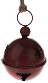 Metalowy dzwoneczek z gwiazdą, czerwony, 20 x 32 cm