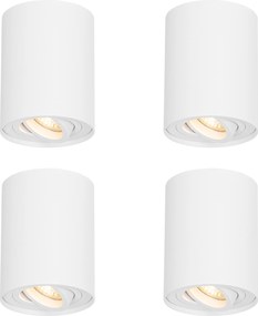 Zestaw 4 nowoczesnych reflektorów sufitowych białe obrotowe i przechylane - Rondoo Up