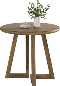 Mały okrągły stół jadalny dla 2-4 osób, stół kuchenny 80 cm do jadalni lub salonu, brązowy (sam stół)