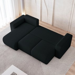 Masseno Narożnik RINOVA z funkcją spania i pojemnikiem na pościel Narozniki L, Rozkładana sofa - Czarny, QUELLE 100