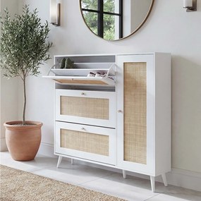 Rattanowy pojemnik na buty MCW-M37,  biały