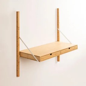 Modułowa Półka Ścienna Z Bambusa Kolex Brąz Drewna & Biurko 84 Cm - Sklum