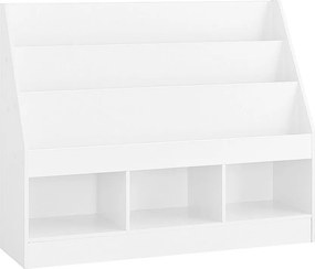 SoBuy Regał dziecięcy z trzema półkami Biały 100x29.8x80cm Minimalistyczny KMB118-W