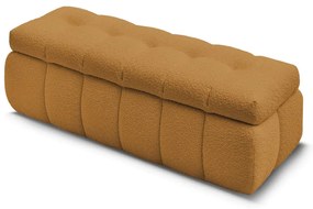 Musztardowa ławka z materiału bouclé Mont Blanc – Bobochic Paris