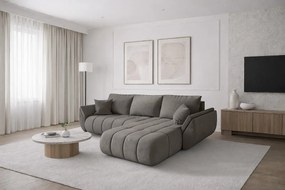 Narożnik z funkcją spania i pojemnikiem TOKYO PREMIUM, tkanina Monolith, Jasnoszary, Prawy