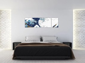 Obraz - Japoński rysunek, fale (170x50 cm)