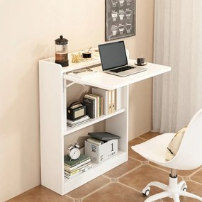 Birou alb pliabil cu rafturi - 64x20x82 cm
