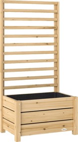 Outsunny Podniesiona donica z kratą drewniana doniczka z otworem drenażowym i włókniną 60 x 39 x 120 cm naturalne drewno | Aosom PL