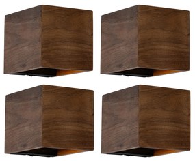 Zestaw 4 inteligentnych lamp ściennych z drewna orzechowego z WiFi G9 - Transfer