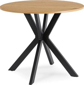 Stół Okrągły LAUREN 90 cm Dąb Złoty/Czarny Loft Nowoczesny