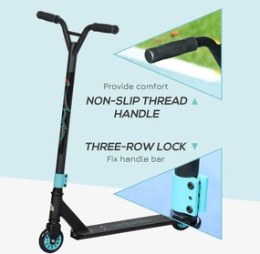 HOMCOM Profi Hulajnoga do Trików, Skuter Freestyle, Aluminium, Metal, Skóra Sztuczna, dla Dzieci i Dorosłych, Zielony