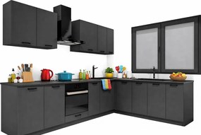 Zestaw mebli kuchennych narożnych grafit 260 cm P8-D97